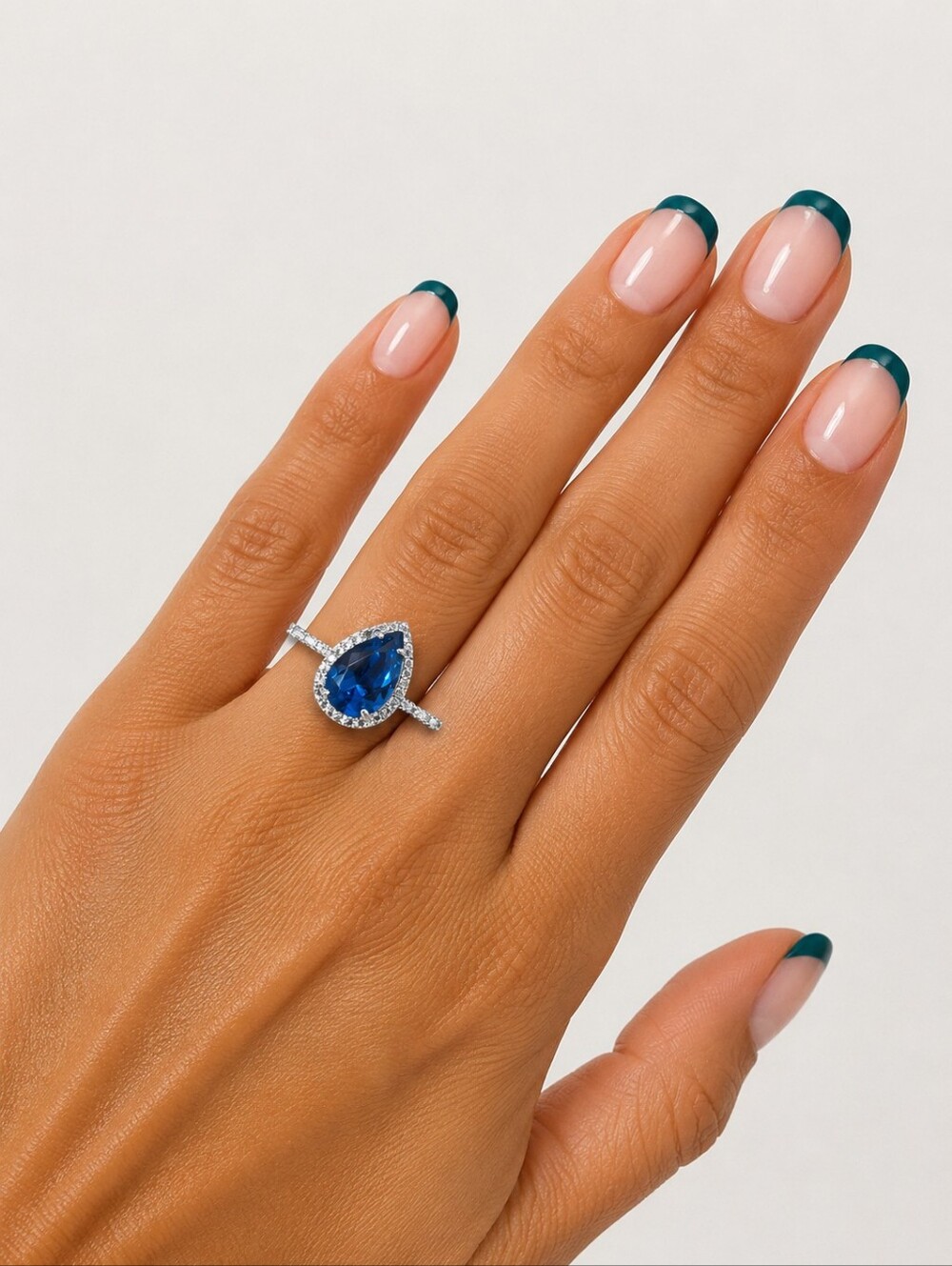 NWT Ocean Blue & White Topaz Ring  (0136)